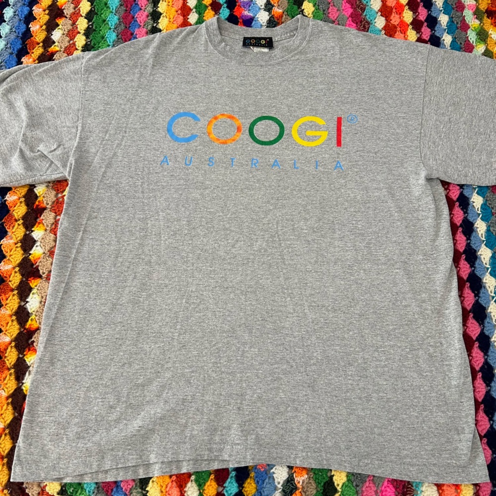 Vintage COOGI Australia USA Made Heather Rainbow Multi Logo Tee Unisex 9… - Picture 2 of 12